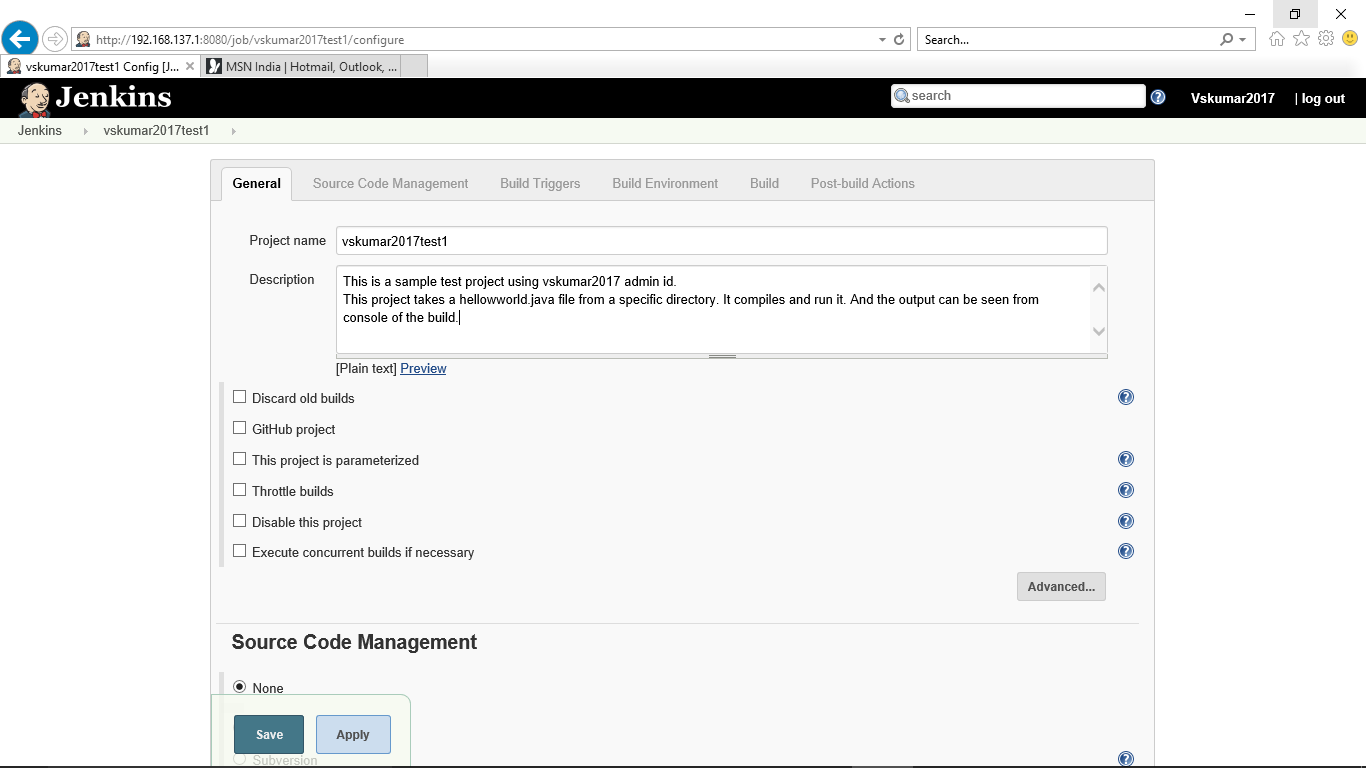 Jenkins-Freestyle project-description